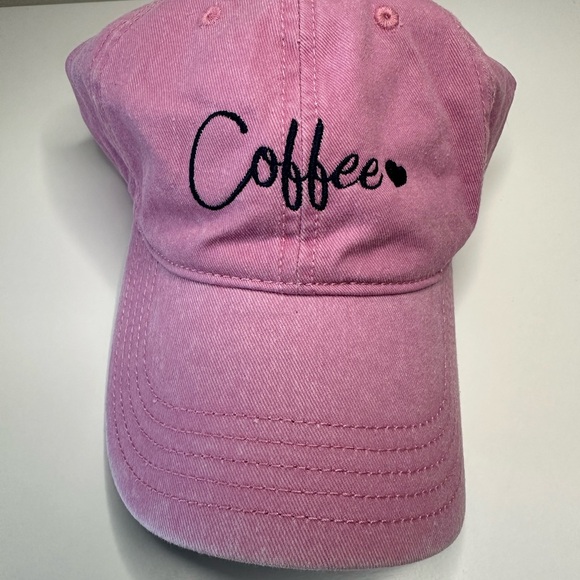 Pink 'Coffee' Embroidered Women's Hat - Picture 1 of 6